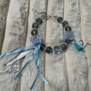 Elegant Silver and Blue Beaded Bracelet